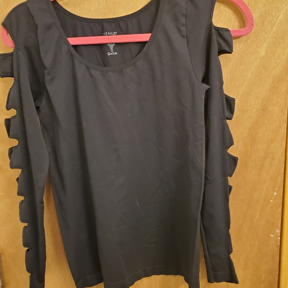 Black Cut Out Sleeve Top Medium